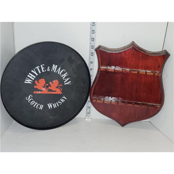 Whyte & Mackay Scotch Whisky Plastic Tray + Red Wooden SpoonHolder
