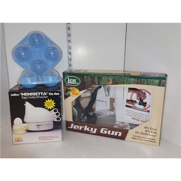 Estate Kitchen Lot - Cabelas Jerky Gun, Egg Separators, Henrietta the Hen
