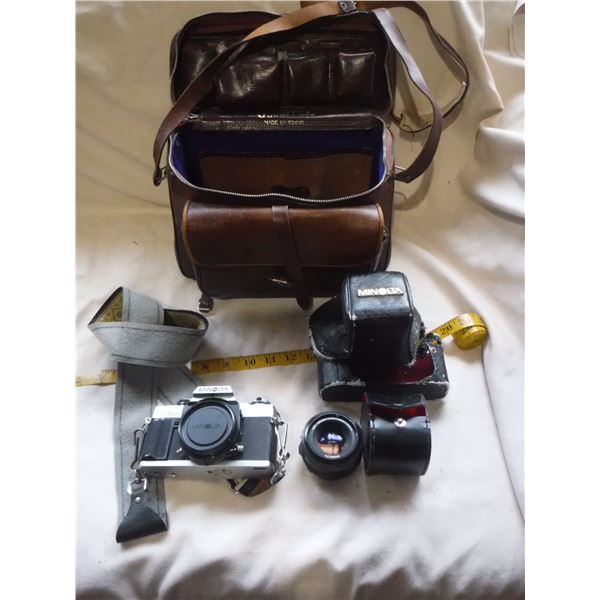 Minolta XGM Camera And Lens And Bag And Books