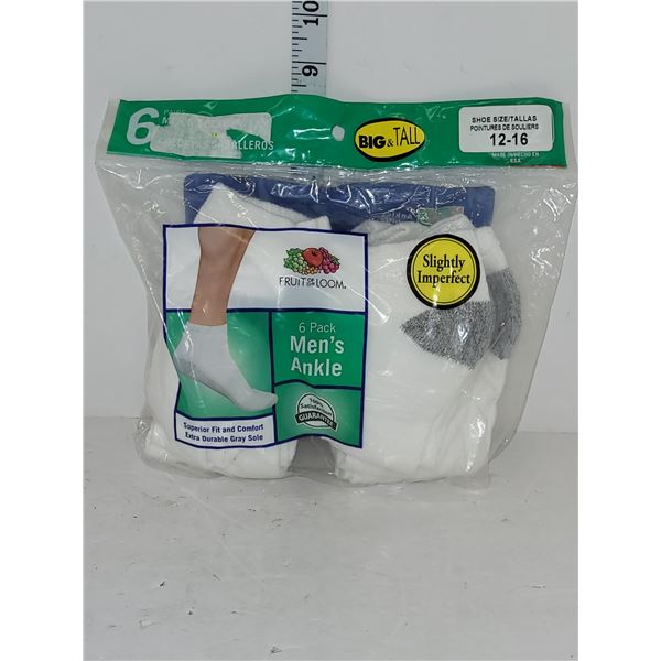 6 Pack of Mens Ankle Socks - Size 12-16