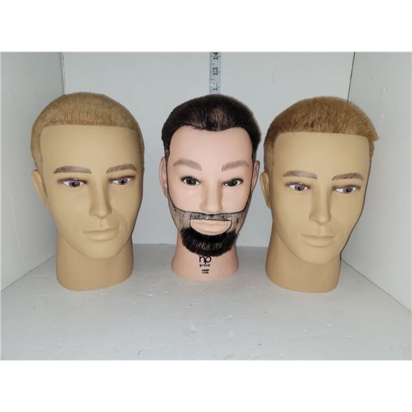 Lot of 3 Male Mannequin Heads