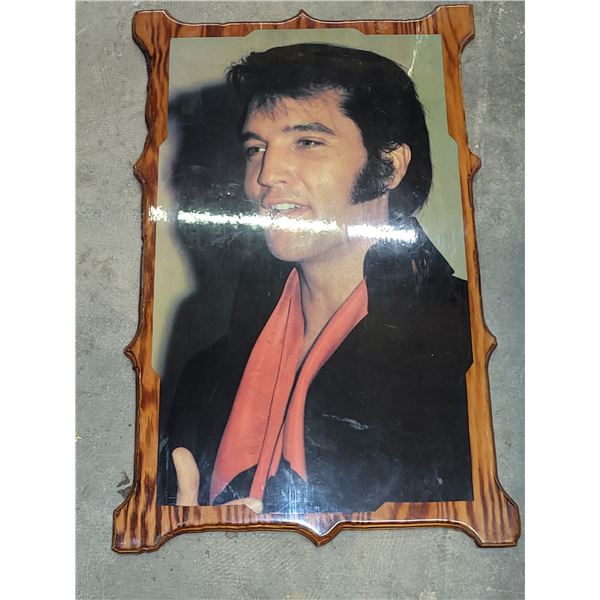 Large Elvis Picture on Wood - Measures 22x34"