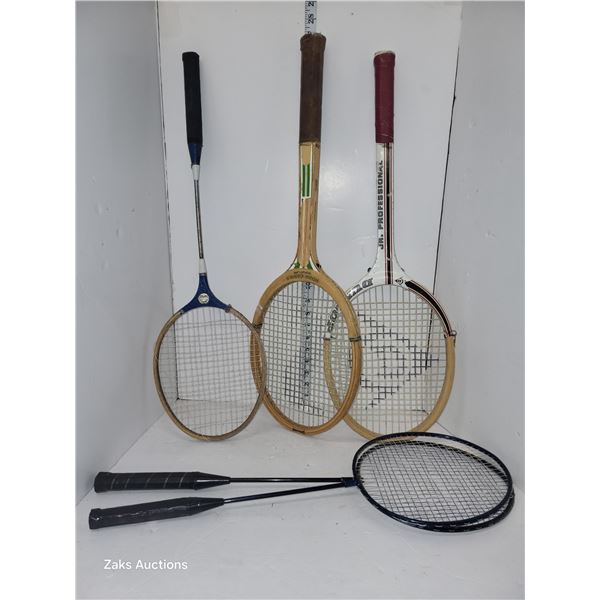 Lot of Vintage Badminton & Tennis Rackets