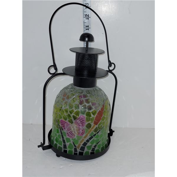 Mosaic Glass Candle Lantern (missing one foot)