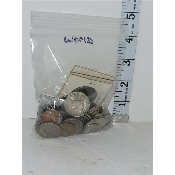 Bag of Various World Coins