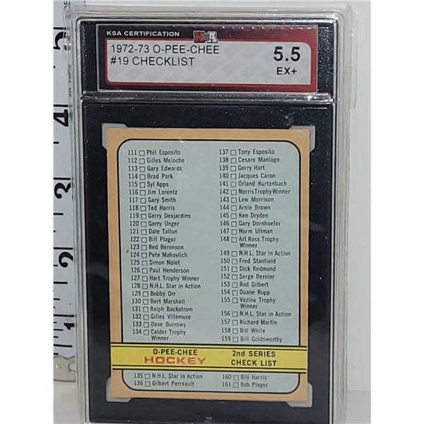 1972/73 OPC Checklist (unmarked) Graded 5.5