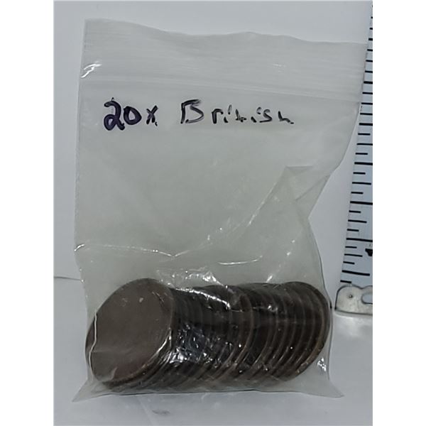 20 British One Penny Coins Various Dates 1860-1948