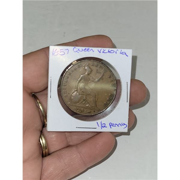 1857 Queen Victoria Half Penny