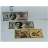 Image 1 : 3 Fantasy Bank Notes - Gold Donald Trump, Bruce Springsteen and John Lennon
