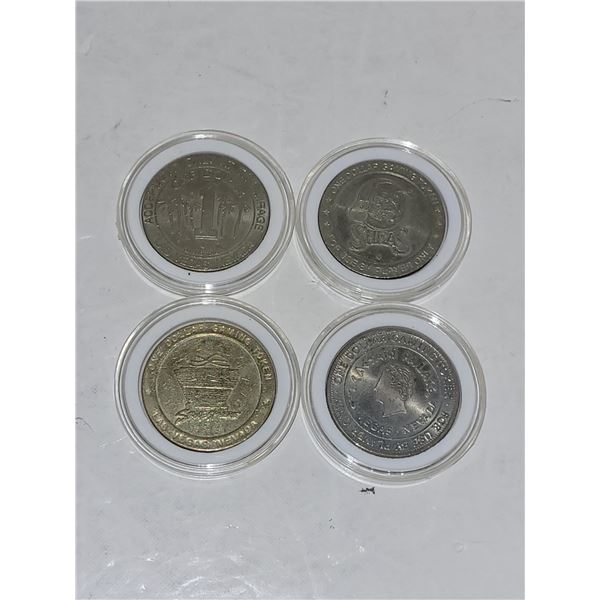 4 Vintage Las Vegas Gaming Tokens/Dollars
