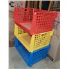 Image 1 : Lot of 3 Large Colourful Stacking Bin Organizers - Will need a cleaning