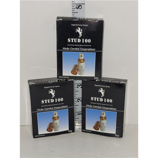 Lot of 3 New Stud 100 Male Genital Desensitizer Topical Pump Spray
