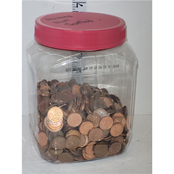 Estate Jar of Pennies - Unsorted, weighs 6.96 lbs