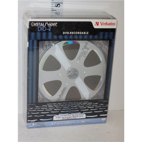 New Sealed Verbatim Digital Movie DVD-R 5 Pack