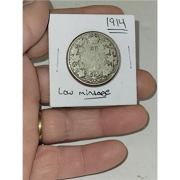 Low Mintage 1914 Canada 50 Cent Coin Key Date