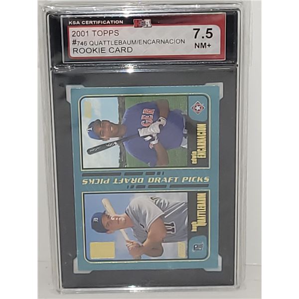2001 Topps Rookie Card Quattle Baum/Encarnacion Graded 7.5