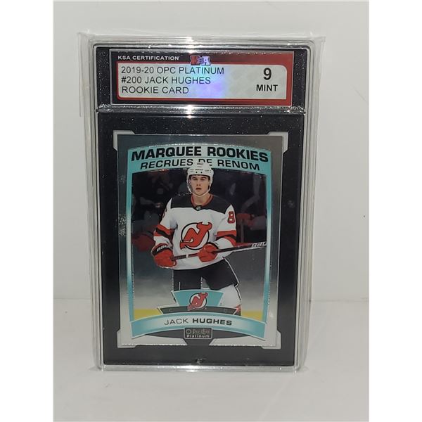 2019/20 OPC Platinum Rookie Card Jack Hughes Graded 9