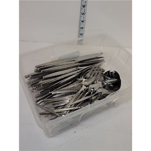 Plastic Tote with Community Cutlery