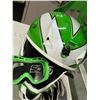 Image 2 : Helmet, goggles, and gloves helmet needs screw size large youth