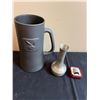 Image 1 : Pewter Vase, Thimble & Metallic Looking Playboy Mug
