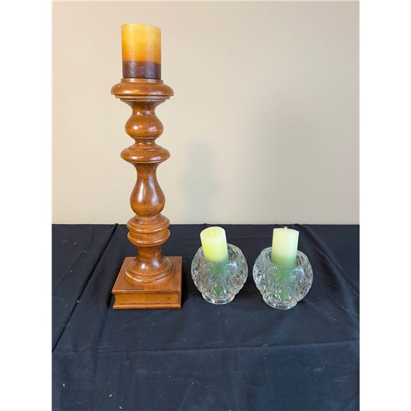 3 Candle Holders With Candles