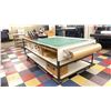 Image 2 : WHITE WOODEN / METAL 97"W X 49"D X 33 1/2"H COMMERCIAL MOBILE LAYOUT TABLE WITH ASSORTED PRINT