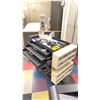 Image 2 : BLACK METAL 3 TIER 3 DRAWER MOBILE TOOL / TECH CART WITH ASSORTED TOOL CONTENTS