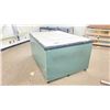 Image 2 : GREEN WOOD 72"W X 50"D X 36"H COMMERCIAL MOBILE LAYOUT TABLE WITH ASSORTED PRINT SHOP CONTENTS