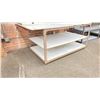 Image 2 : WHITE WOOD / METAL 69"W X 49"D X 31"H COMMERCIAL MOBILE LAYOUT TABLE