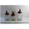 Image 1 : (3) Rooster Cap Glass Cookie Jars