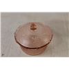 Image 3 : Pink Pressed Glass Cream and Sugar Set - Grape Pattern