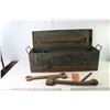 Image 1 : Vintage Military Style Tool Box & Tools 28" Long x 8.75" Tall x 8.75" Wide