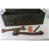 Image 2 : Vintage Military Style Tool Box & Tools 28" Long x 8.75" Tall x 8.75" Wide