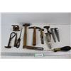 Image 1 : Lot Of Various Tools, (3) Various Vintage Hammers, Vintage Brass Pump, Vintage Blacksmith Cutter, Mi