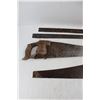 Image 4 : (4) Vintage Hand Saws, (2) Missing Handles- Longest Is 30'' Long