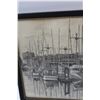 Image 4 : Fishing Boats at Dock by M. Dean - Dated 1983 - 17" x 13" Framed Picture