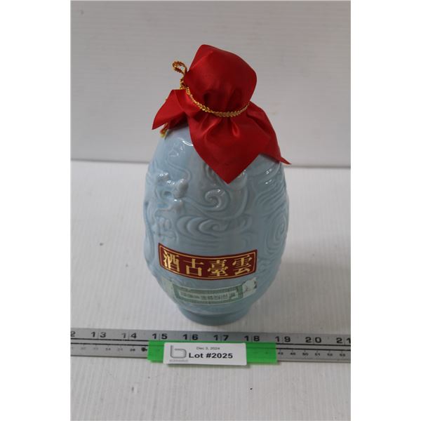 Blue Chinese Ceramic Alcohol Bottle (Empty)