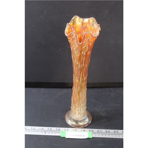 Carnival Opalescent Art Glass Vase - 13" Tall