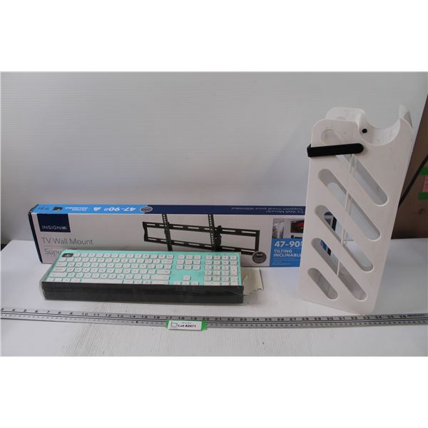 Insignia TV Wall Mount & Keyboard (Missing Button) & Fridge Pop Can Dispenser