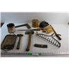 Image 1 : Silver Tray, Hammer, Hatchet, Saw, Carpenter's Square, Tobacco Tins, Rake Head and Dummy Rounds