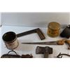 Image 6 : Silver Tray, Hammer, Hatchet, Saw, Carpenter's Square, Tobacco Tins, Rake Head and Dummy Rounds