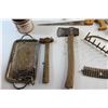 Image 7 : Silver Tray, Hammer, Hatchet, Saw, Carpenter's Square, Tobacco Tins, Rake Head and Dummy Rounds