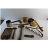 Image 8 : Silver Tray, Hammer, Hatchet, Saw, Carpenter's Square, Tobacco Tins, Rake Head and Dummy Rounds