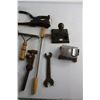 Image 5 : Wrenches, Paper Punch, Oil Can, Vintage Door Handle, Horse Brush and Misc.