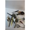 Image 8 : Milk Glass Bittle, Potato Masher, Nut Cracker, Garlic Press, Knives and Misc.