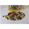 Image 2 : (3) M&M Candy Memorabilia pieces/ Collectibles, Dish, M&M Candy Plastic Strung Decorations, Misc.