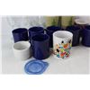 Image 2 : (13) Various Coffee Cups/ Wine Glasses, Lid For Small Round Container