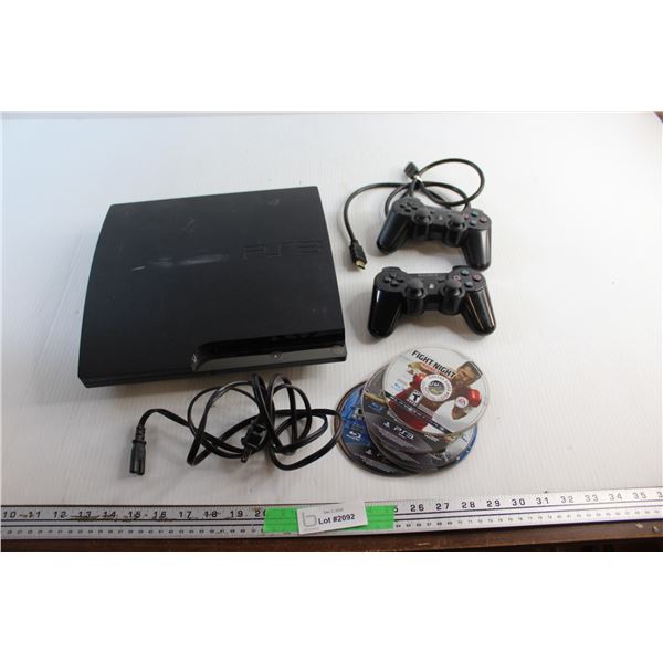 Sony Playstation 3 Gaming Console (PS3), Sony Dualshock 3 Joysticks, Cables and Disc Games