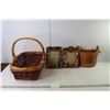 Image 1 : (2) Christmas Photo Frames, Wicker Basket, Wood Container