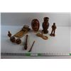 Image 1 : Wooden Candle Holder. Carved Food Figure, Wooden Vase and Misc.